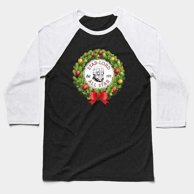 Christmas All Star Star Lord Guardians Of The Galaxy Wreath Baseball T-Shirt by Rebus28